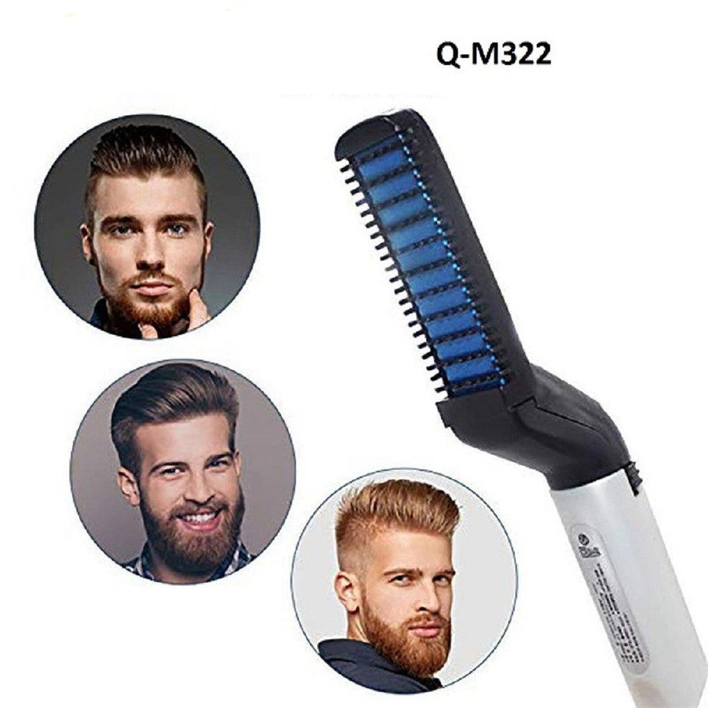 Trade Shop - Pettine Spazzola Styling Riscaldata Uomo Per Raddrizzare Capelli Barba Q-m322 -