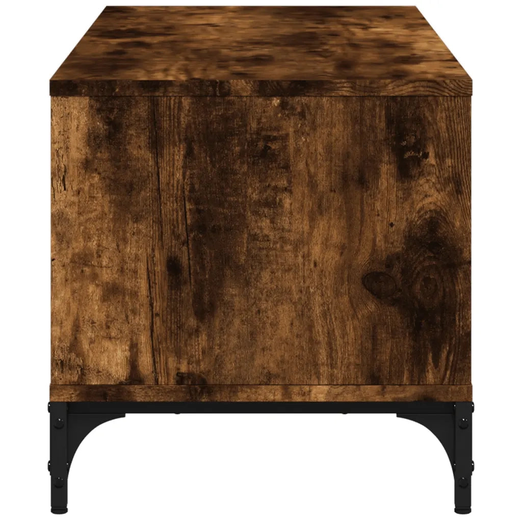 Mobile TV Rovere Fumo 102x40x41cm Legno e Acciaio a Polvere 842413