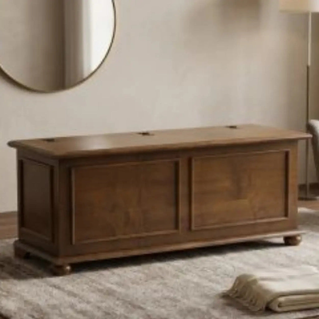Cassapanca in legno arte povera mod cipolla colore noce scuro