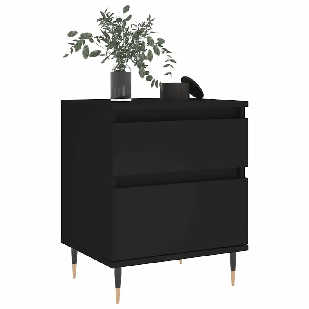 Comodini 2pz Neri 40x35x50 cm in Legno Multistrato 830655