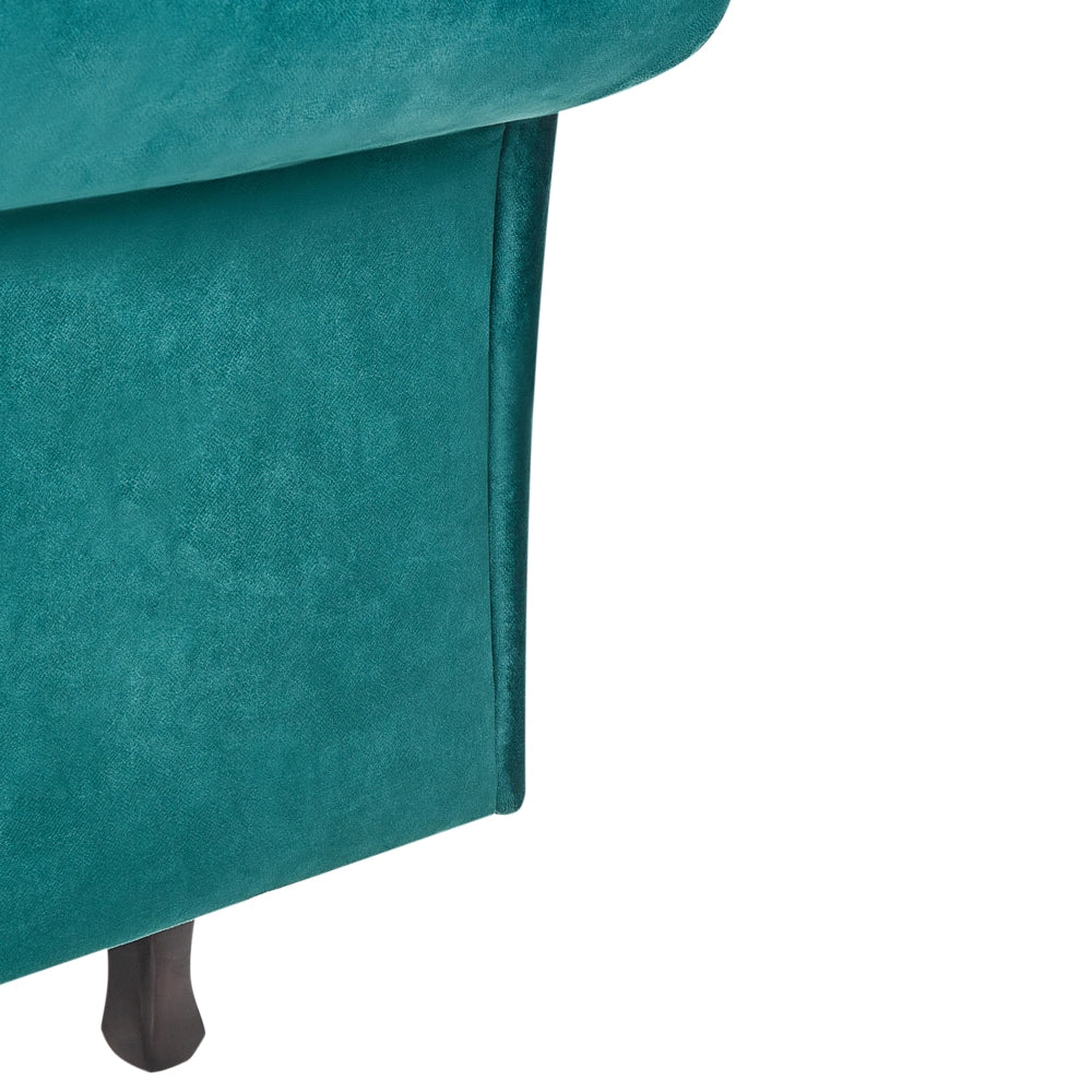 Chaise longue in Velluto Verde Smeraldo Bottone capitonné Tappezzeria versione sinistra con Cuscino