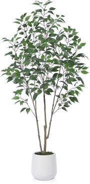 Pianta Ficus Kunst 180cm Alta Nep Tropicale in Vaso di Plastica per Interno Esterno Decorazione di Giardino (1 Pacchetto)