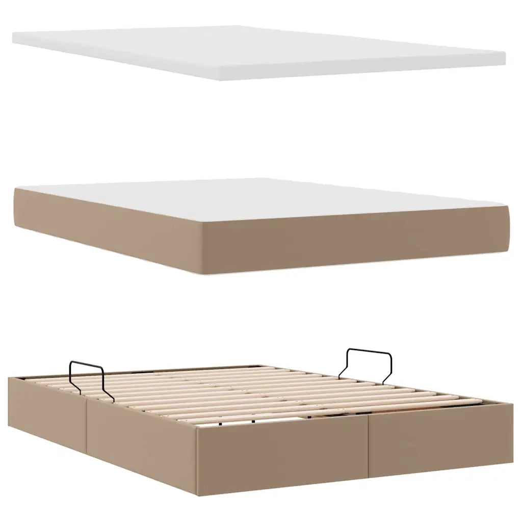 Letto con contenitore e LED con led Cappuccino 140 x 200 cm