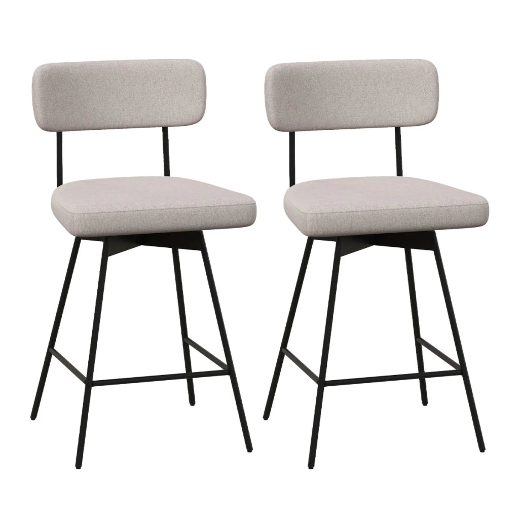 Set di 2 sgabelli da bar girevoli 47 x 51 x 90,5 cm girevole a 360° design scandinavo lino beige 20_0012532