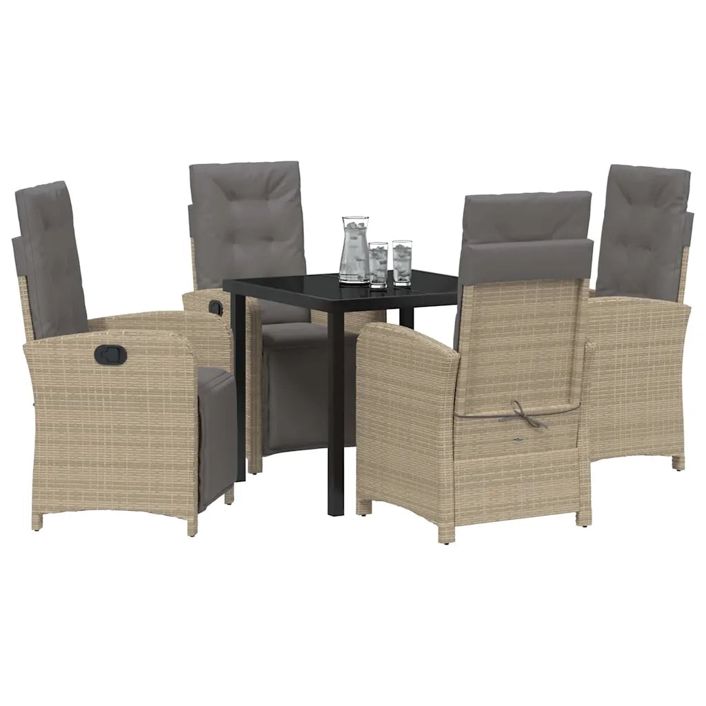Set da Pranzo per Giardino con cuscino 5 pcs Beige polyrattan 3380338