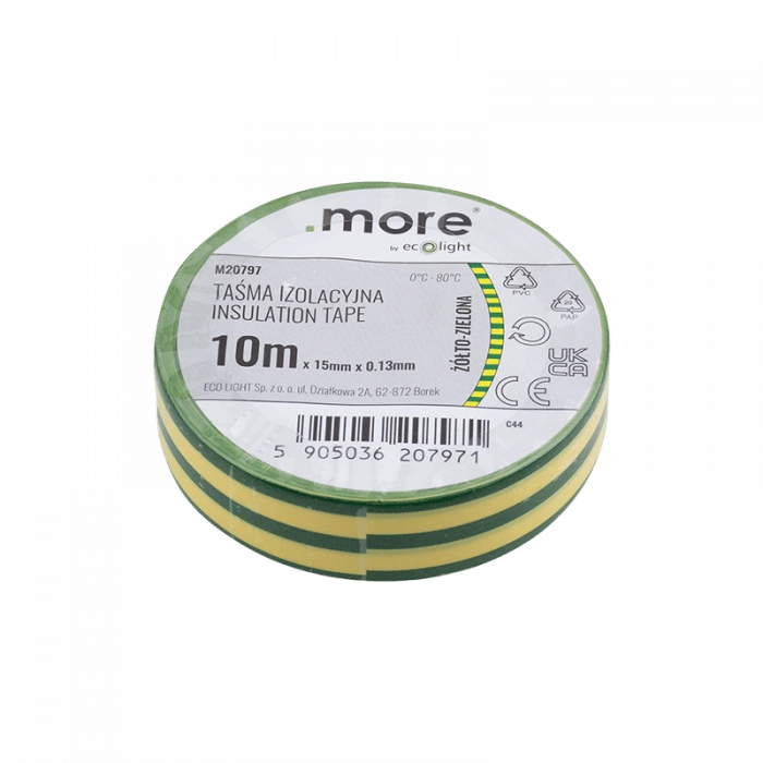 Nastro isolante Ecolight 15mm 0,13mm giallo-verde PE 10m