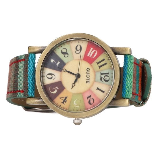 Orologio Uomo/Donna - Design Bohemien - Cinturino in PU e Pelle - Bracciale Grande - Sostenibile - Retro - Disponibile in più colori - Orologio da Moda