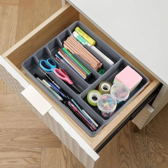 Organizzatore di accessori da cucina - Set di 2 - 6 contenitori - Plastica - Cassettiera per posate - Custodia per argenteria - Sistema di archiviazione per la cucina