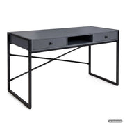 Scrivania industriale per computer Grafite ELONIS 123 cm 2 cassetti 1 ripiano gambe nere