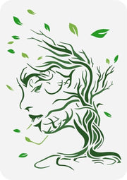 Stampo a Olio di Albero di Vita - Stencil per Dipinti su Legno - Alberi con Rami e Foglie con Spazio Interno
