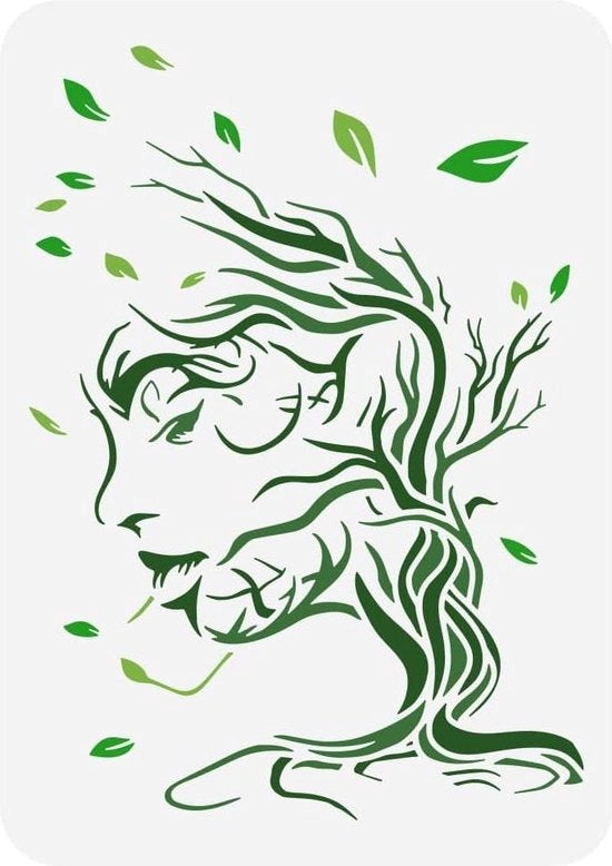 Stampo a Olio di Albero di Vita - Stencil per Dipinti su Legno - Alberi con Rami e Foglie con Spazio Interno