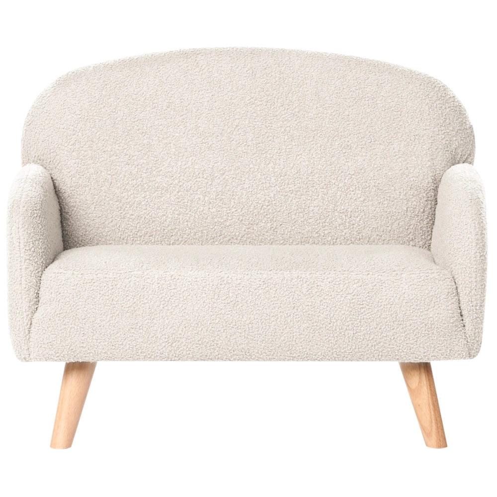 Divano per bambini beige bouclé imbottito con braccioli Divano moderno a 1 posto per bambini