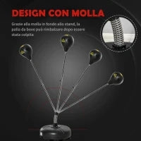Sacco da Boxe ad Altezza Regolabile, Guanti Inclusi, in PE e Metallo, 45x45x133-151cm, Oro