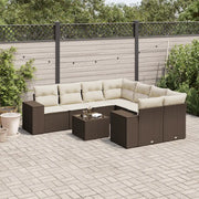 Set Divani da Giardino 9pz con Cuscini Marrone in Polyrattan 3254700