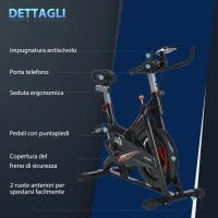 Cyclette da Casa per Allenamento in Acciaio Nero, Cyclette Professionale da Seduti Capacità 120 kg con Supporto per Cellulare, Monitor LCD, Manubrio e Resistenza Regolabile, Volano 10kg