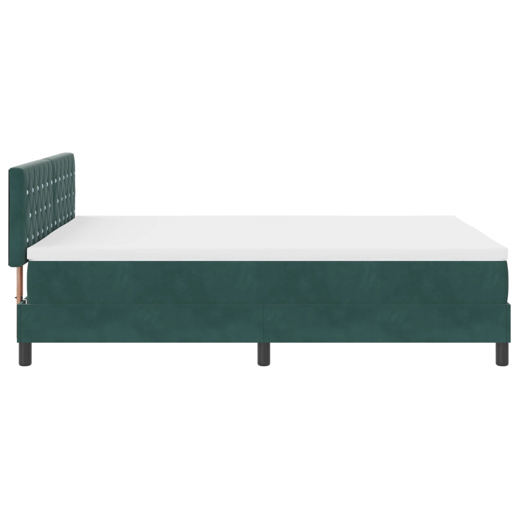 Letto Box Spring con Materasso Verde Scuro 140x200 cm Velluto