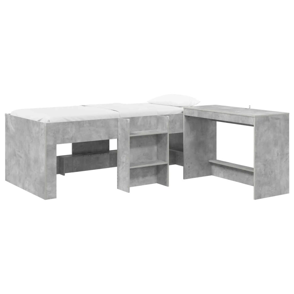 Letto alto per bambini con scrivania 2 pz Grigio Cemento 3423473