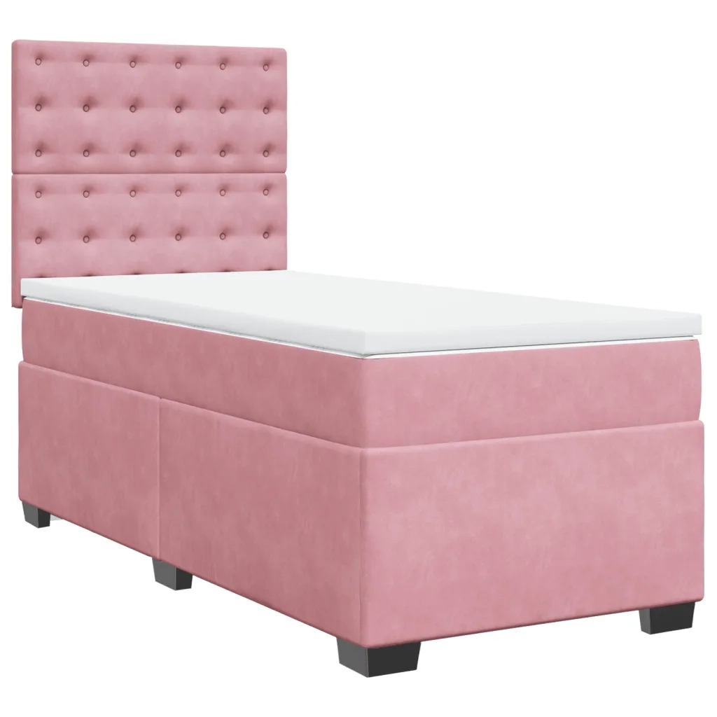 Giroletto a Molle con Materasso Rosa 80x200 cm in Velluto 3290779
