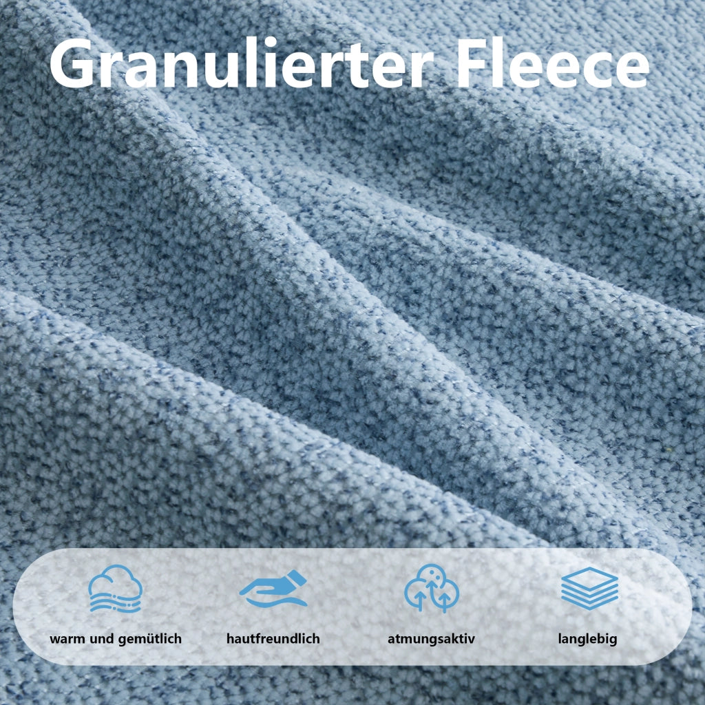 Divano modulare angolare con 2 ottomani, seduta ergonomica e schiuma 32d per soggiorno, in pile granulato blu