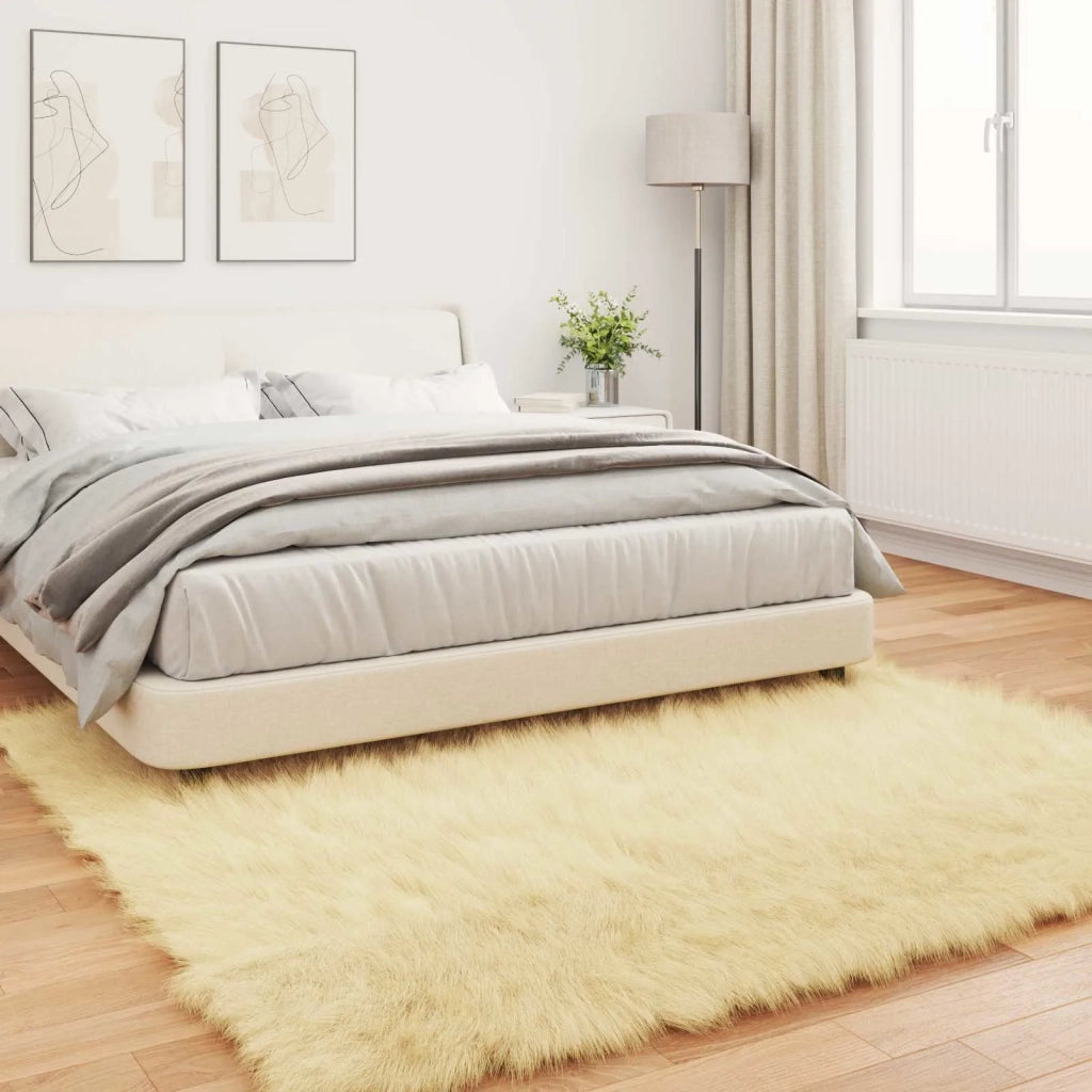 Tappeto in finta TAFALLA Crema 200 x 200 cm Poliestere