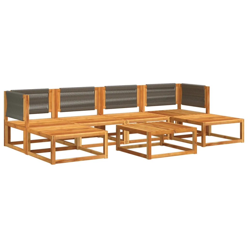 vidaXL Set di divani da giardino 7 pezzi con cuscini in legno di acacia e corda