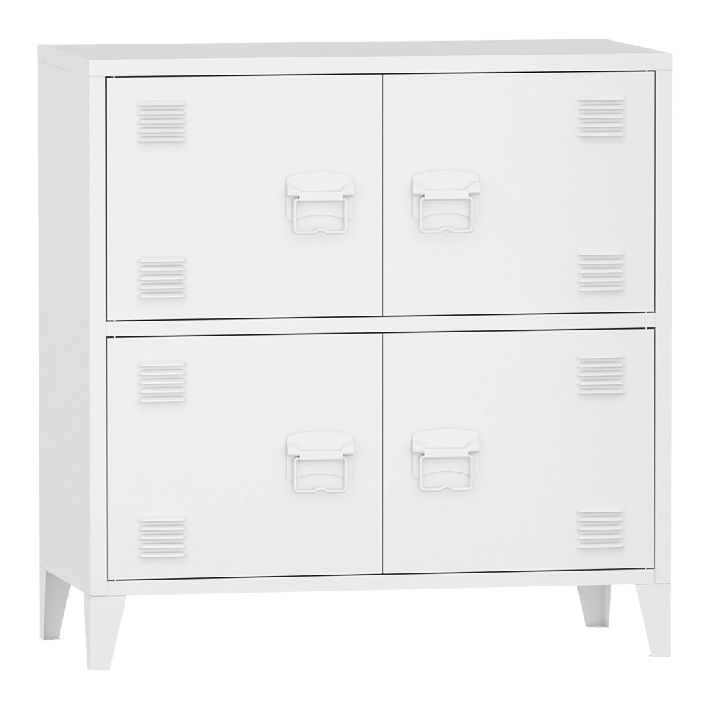 Armadio Hamina a 4 Ante Mobile in Acciaio per Archivio 82 x 80 x 40 cm Bianco [en.casa]