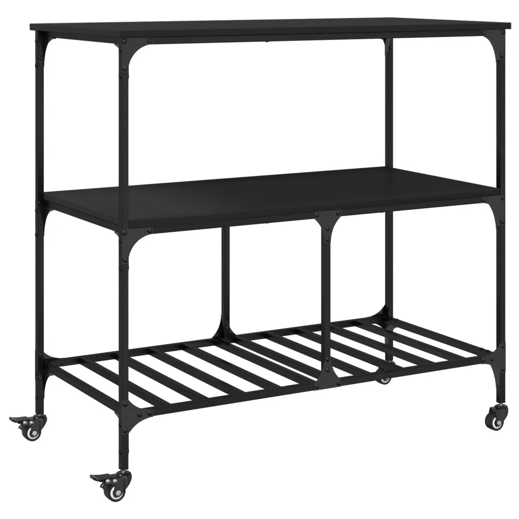 Carrello da Cucina Nero 100x50x95 cm in Legno Multistratocod mxl 90703