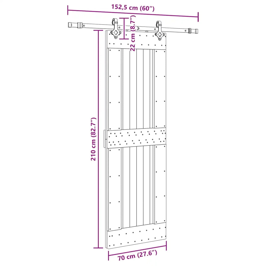 Porta scorrevole NARVIK Naturale e Nero 70 x 210 cm (152,5 cm) 3445323