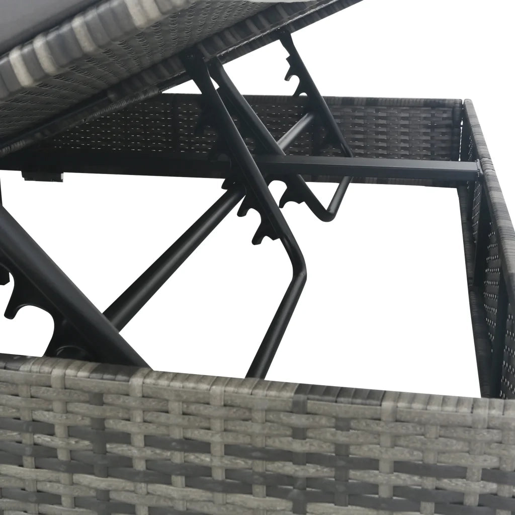 Lettino Prendisole con Ombrellone in Polyrattan Grigio 48125
