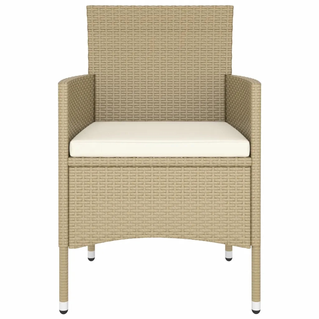 Set Bistrot da Giardino 5 pz Polyrattan e Vetro Temperato Beige