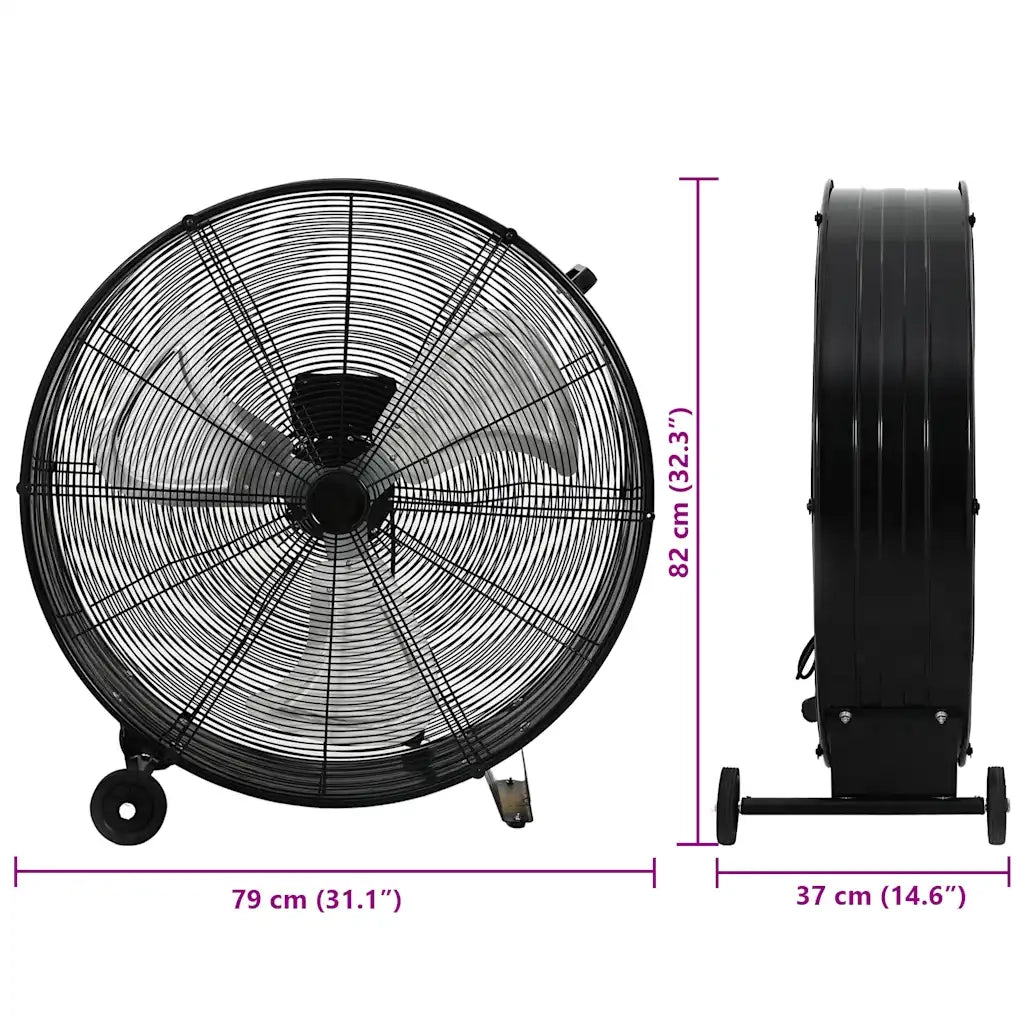 Ventilatore a Tamburo Industriale 77 cm 187,7 W Nero 51454