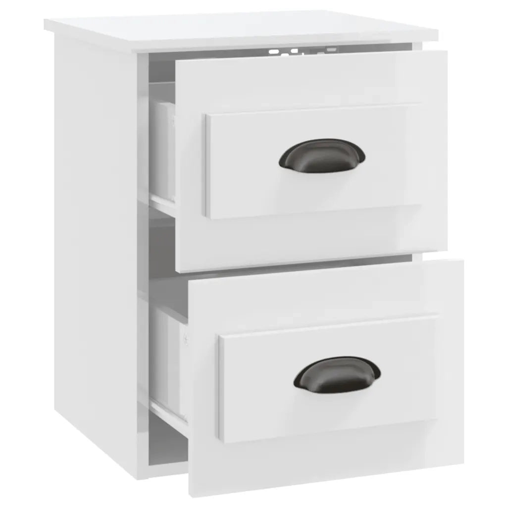 Comodino a Parete-Tavolino da notte sospeso Bianco Lucido 41,5x36x53 cm