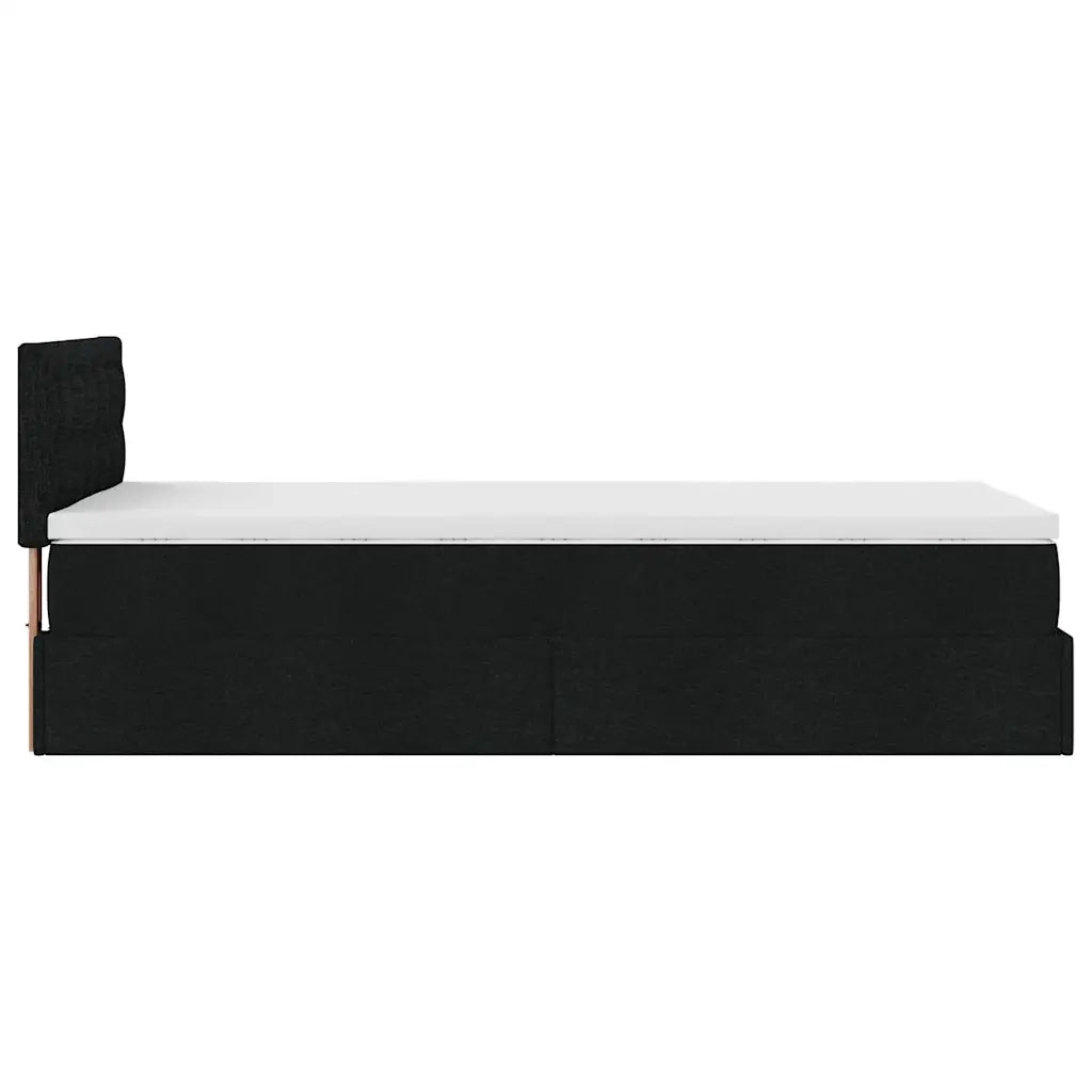 Pouf Letto con Materasso Nero 100x200 cm in Tessuto 3311603