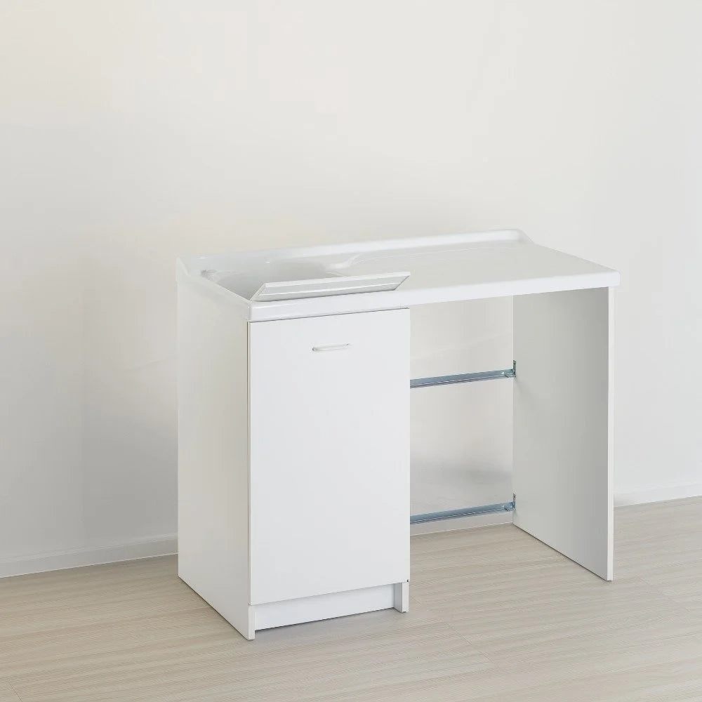 Mobile lavatoio 60x109 cm bianco con vasca in termoplastico e asse in termoplastico | Edilla