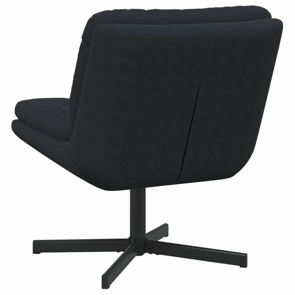 Poltrona Relax con Base-Poltroncina Girevole Nero 63 x 75 x 76 cm Velluto
