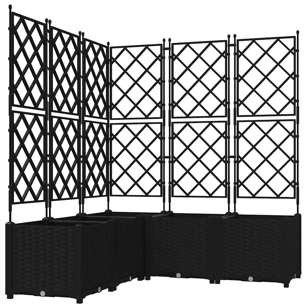 Set di 5 fioriere da giardino moderne 120 x 120 x 143 cm resistenti per uso esterno acciaio nero 02_0058541
