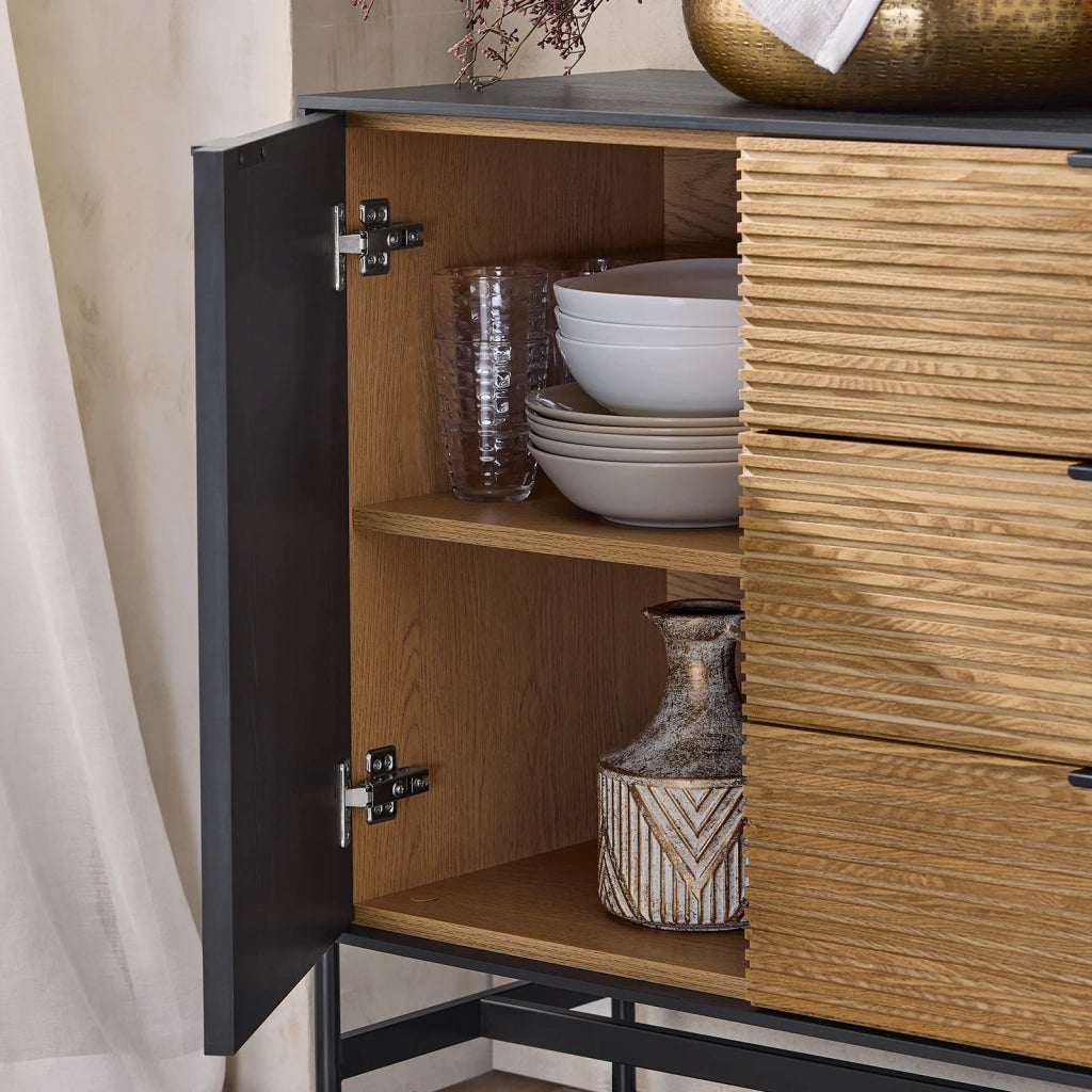 Credenza decorativa Consolle laterale stretta Nero 114x40x83cm HFSB02-SCH