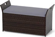 Baule da Giardino 260 L in Rattan PE, Cassapanca Contenitore da Esterno con Cuscino e Maniglie Laterali, per Interni e Esterni, 125 x 56 x 71 cm (Modello 10)