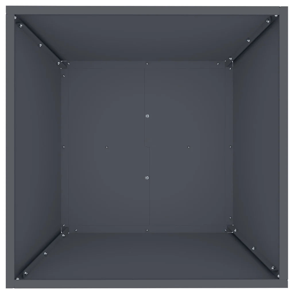 Set di 5 fioriere trapezoidali moderne per giardino o patio 50 x 50 x 15 cm metallo antracite 02_0052387