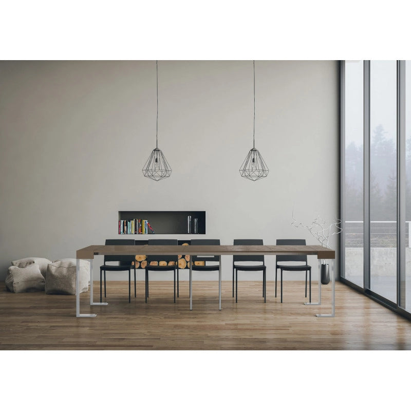 Consolle allungabile 90x40/300 cm Tecno telaio Bianco - Tortora