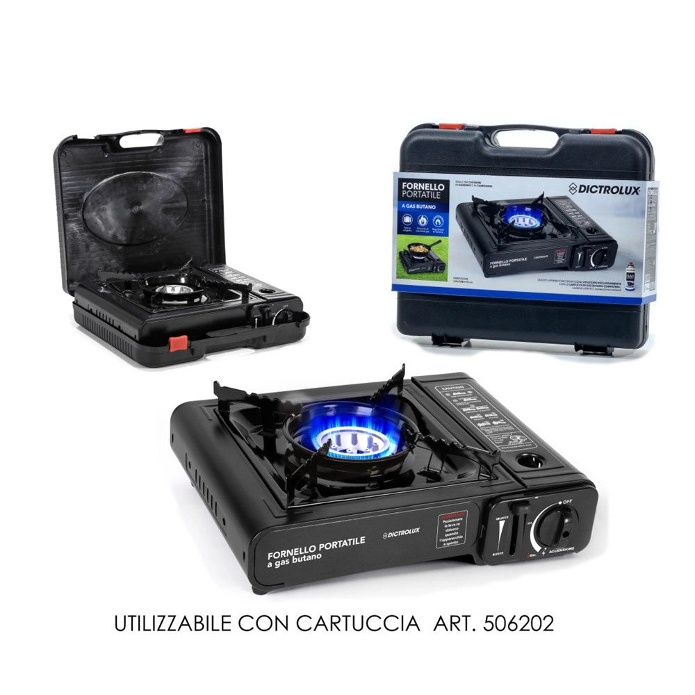 Trade Shop - Fornello Portatile Funziona Con Cartucce A Gas Butano Con Valigetta Per Campeggio Giardino -