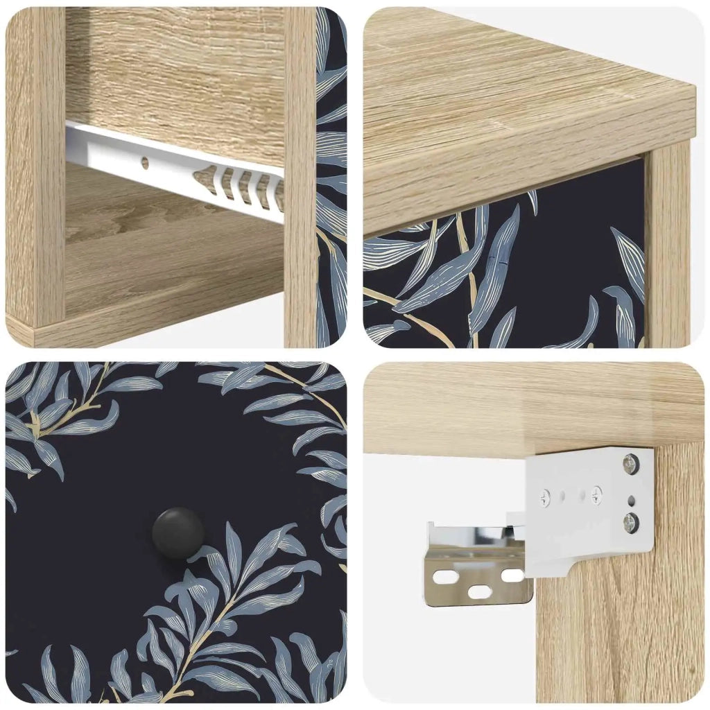 Mobiletto da comodino a parete DOKKUM 2 pz Rovere Sonoma 8007462