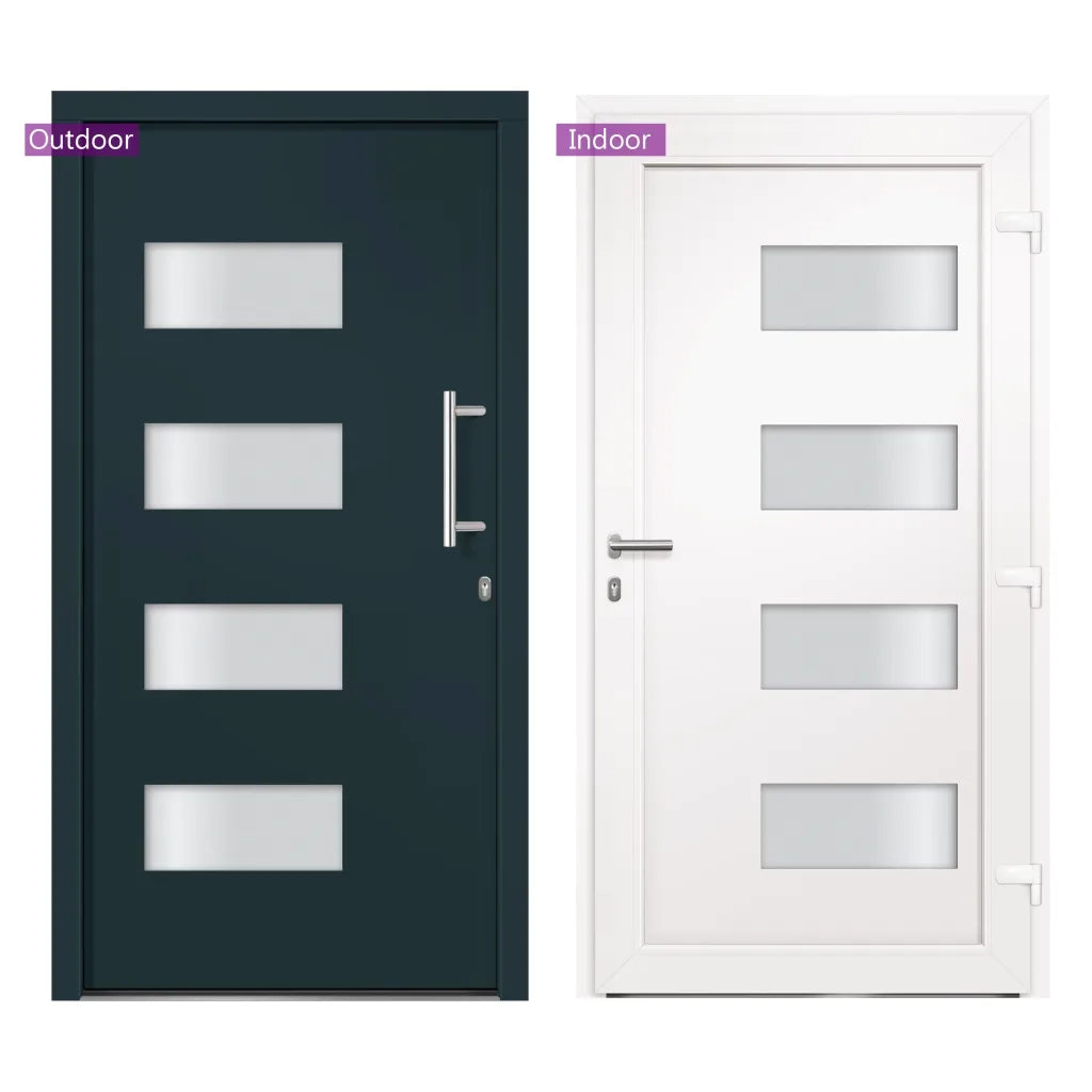 Porta d'Ingresso in Alluminio e PVC Antracite 100x210 cm