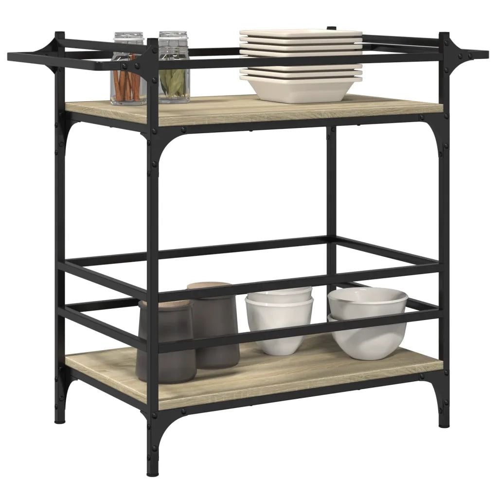 Carrello da Cucina-Scaffale per Cucina Rovere Sonoma 82x40x78,5cm Legno Multistrato