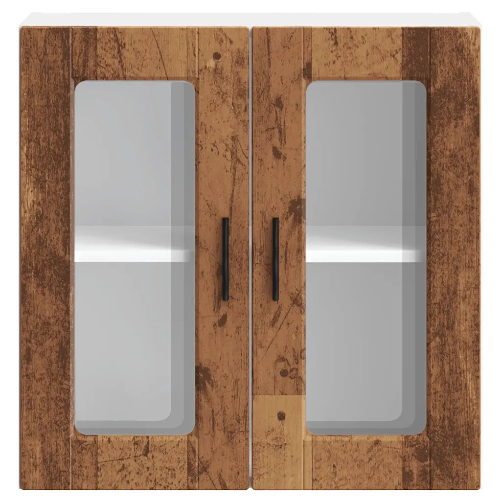 vidaXL Pensile da Cucina con Porta in Vetro Porto Legno Vecchio