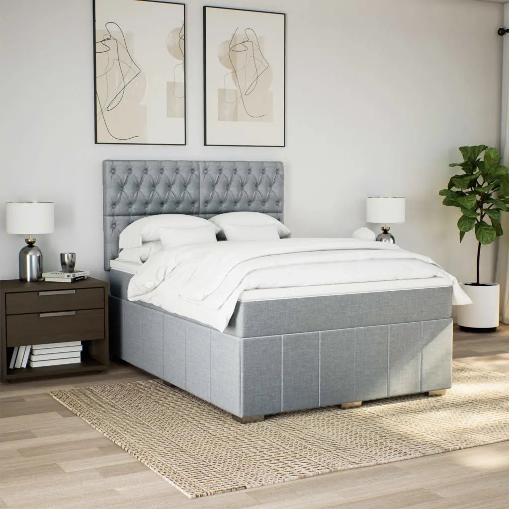 Giroletto a Molle con Materasso Grigio Chiaro 160x200cm Tessuto