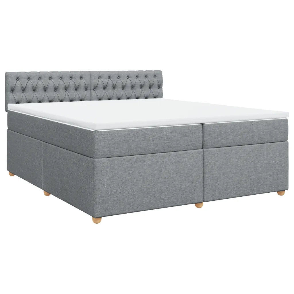 Giroletto a Molle con Materasso Grigio Chiaro 200x200cm Tessuto