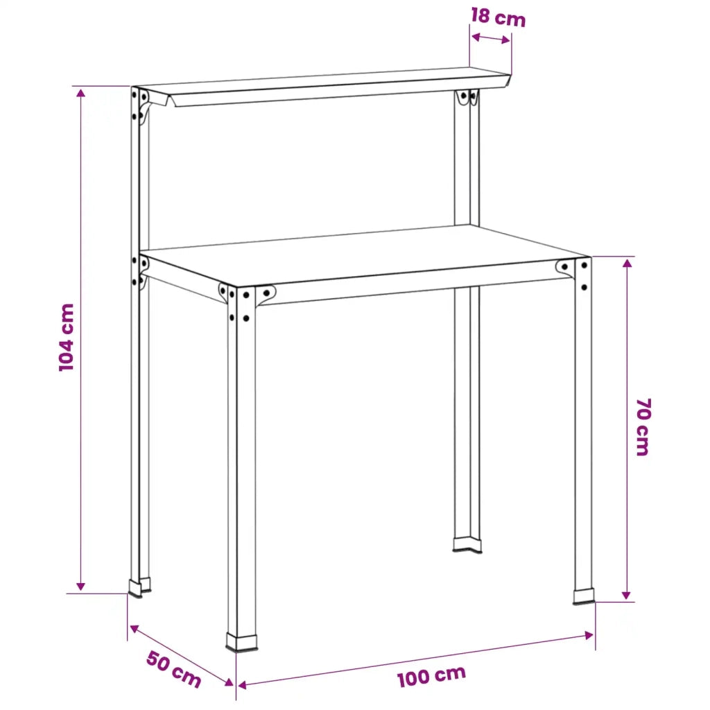 Tavolo da rinvaso 100 x 50 x 104 cm Acciaio zincato Argento 8014902