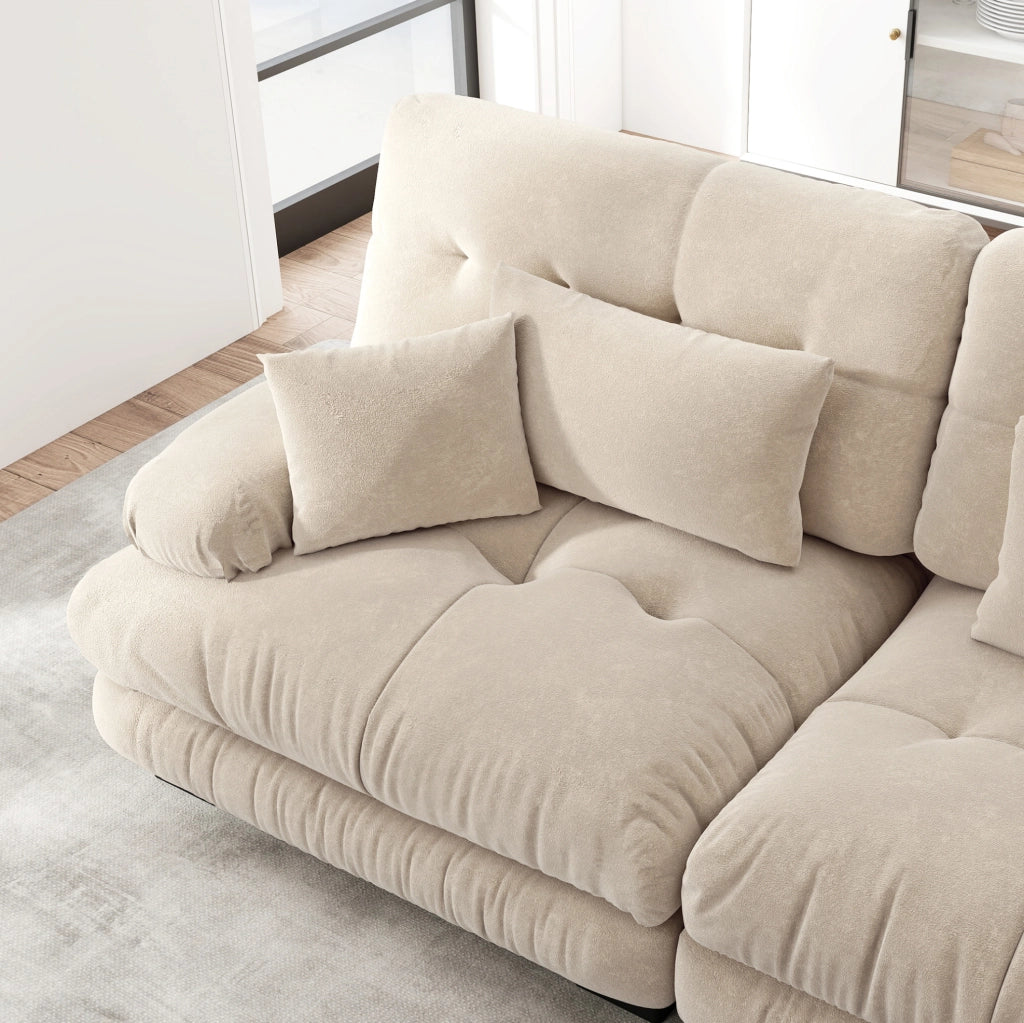 Divano modulare 220x77x81 cm con effetto cloud in chenille marrone chiaro
