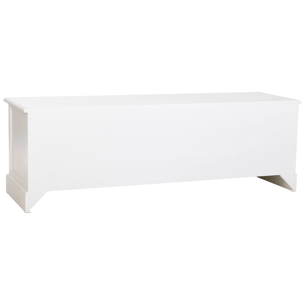 Mobiletto basso in legno bianco con 2 ante 4 cassetti 154x45x51,5h cm